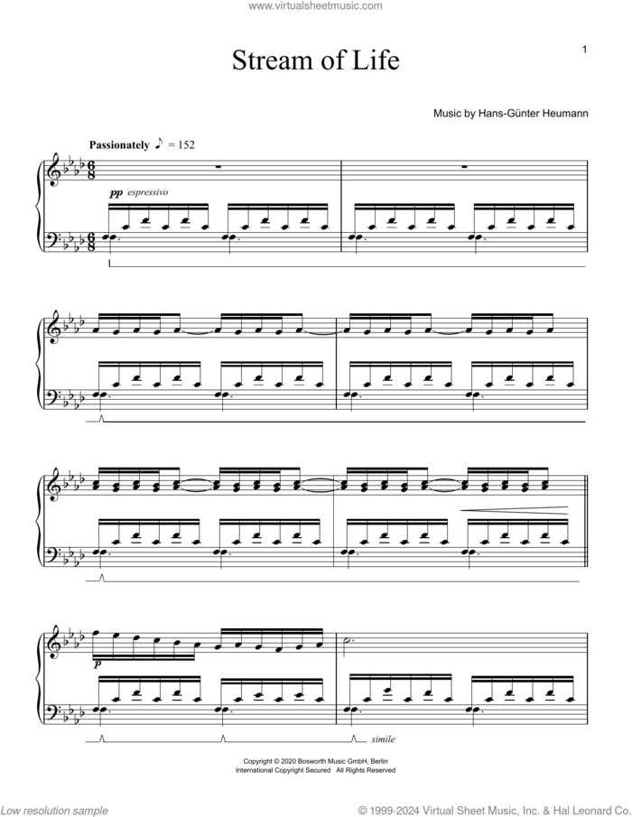 Stream Of Life sheet music for piano solo by Hans-Gunter Heumann, classical score, intermediate skill level