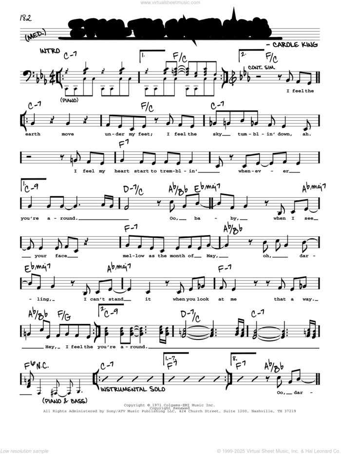 I Feel The Earth Move sheet music for voice and other instruments (real book with lyrics) by Carole King, intermediate skill level