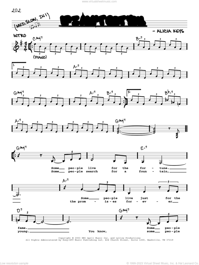 If I Ain't Got You sheet music for voice and other instruments (real book with lyrics) by Alicia Keys, intermediate skill level
