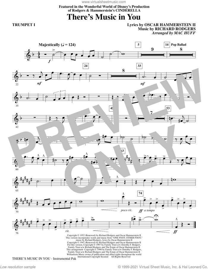 There's Music in You (from Cinderella) (arr. Mac Huff) (complete set of parts) sheet music for orchestra/band by Richard Rodgers, Mac Huff, Oscar II Hammerstein and Whitney Houston, intermediate skill level