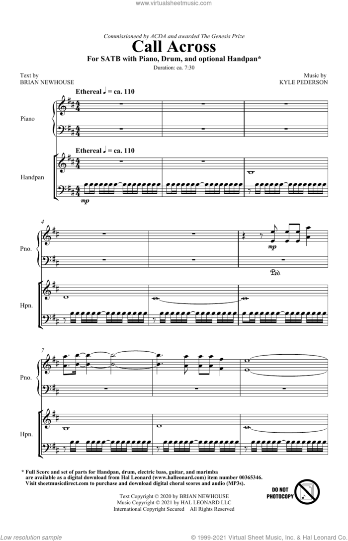 Call Across sheet music for choir (SATB: soprano, alto, tenor, bass) by Kyle Pederson and Brian Newhouse and Kyle Pederson and Brian Newhouse, intermediate skill level