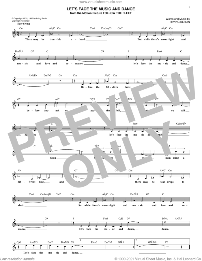Let's Face The Music And Dance sheet music for voice and other instruments (fake book) by Irving Berlin and Dick Hyman, intermediate skill level