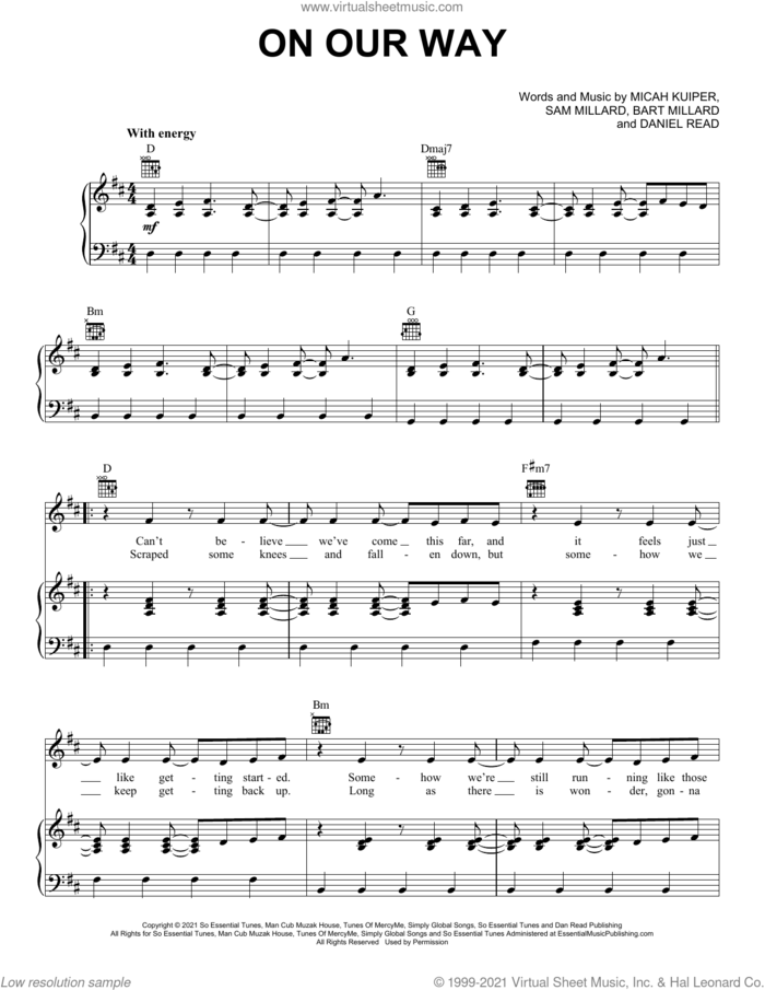 On Our Way (feat. Sam Wesley) sheet music for voice, piano or guitar by MercyMe, Bart Millard, Daniel Read, Micah Kuiper and Sam Millard, intermediate skill level