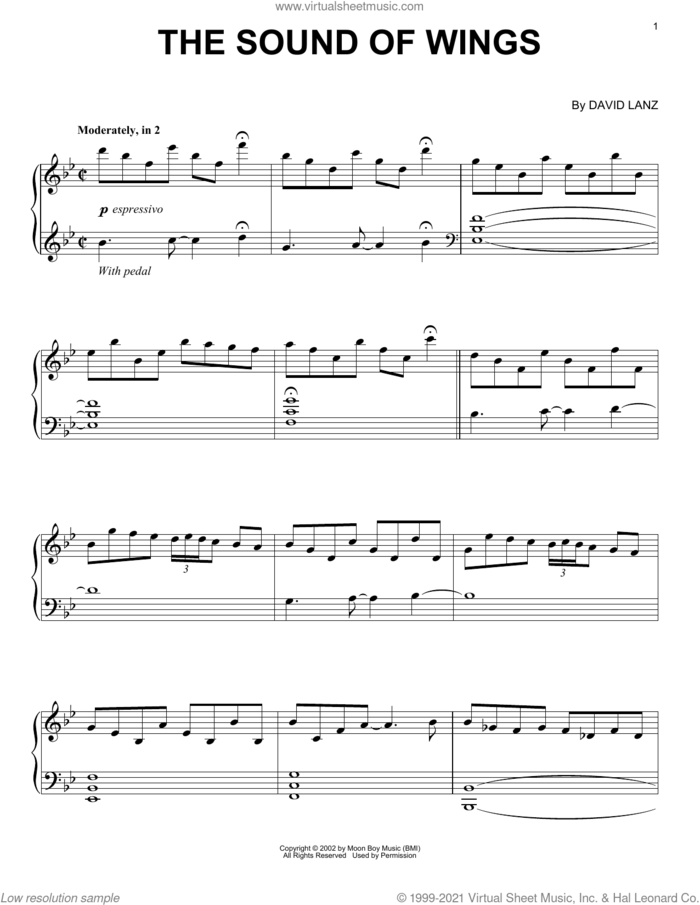 The Sound Of Wings sheet music for piano solo by David Lanz, intermediate skill level