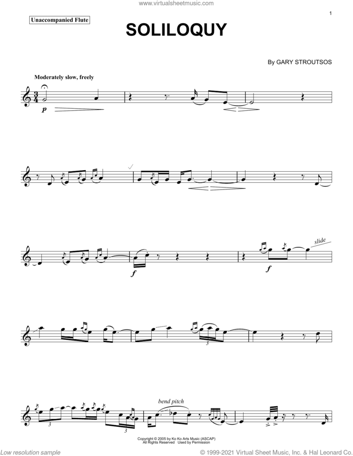 Soliloquy sheet music for piano solo by David Lanz & Gary Stroutsos and Gary Stroutsos, intermediate skill level