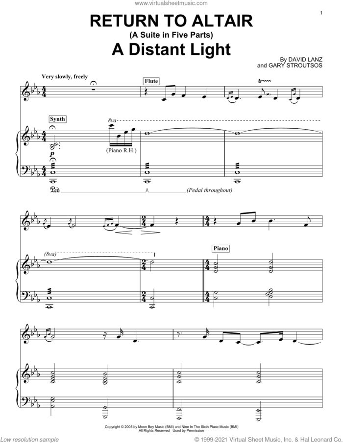 A Distant Light sheet music for piano solo by David Lanz & Gary Stroutsos, David Lanz, Gary Lanz and Gary Stroutsos, intermediate skill level