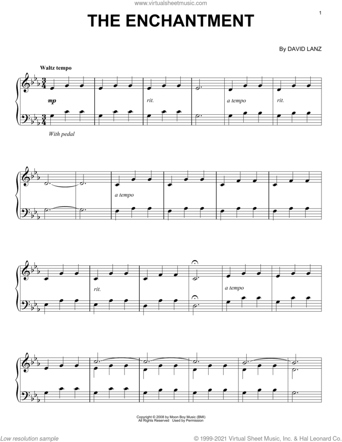 The Enchantment sheet music for piano solo by David Lanz, intermediate skill level