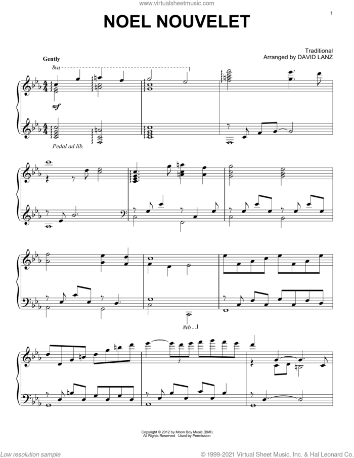 Noel Nouvelet sheet music for piano solo by David Lanz and Miscellaneous, intermediate skill level