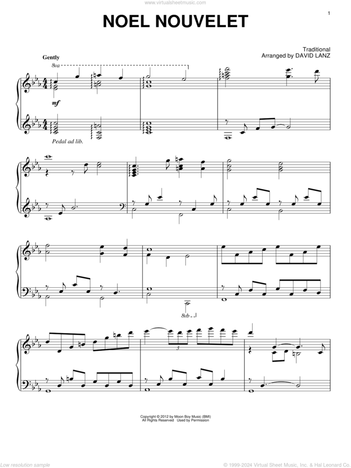 Noel Nouvelet sheet music for piano solo by David Lanz and Miscellaneous, intermediate skill level