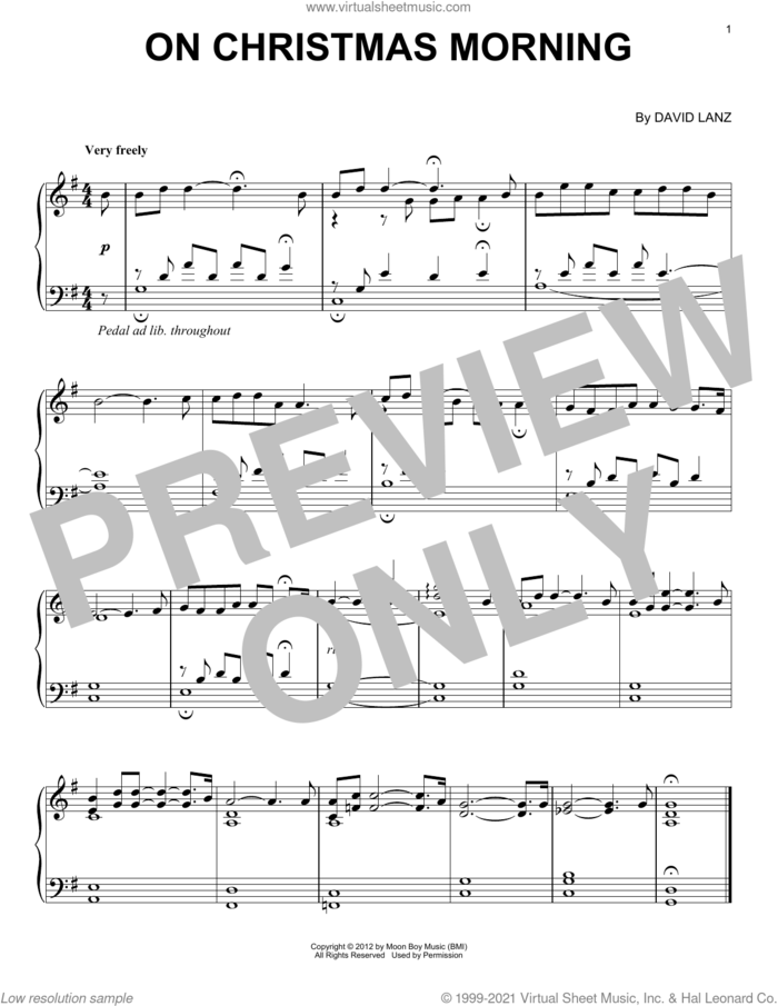 On Christmas Morning sheet music for piano solo by David Lanz, intermediate skill level