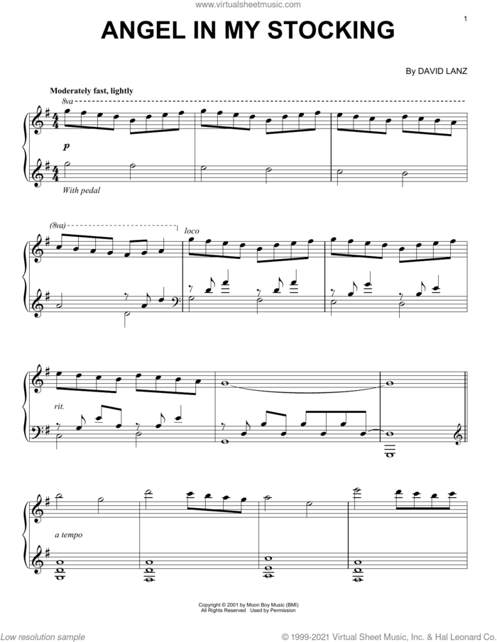 Angel In My Stocking sheet music for piano solo by David Lanz, intermediate skill level