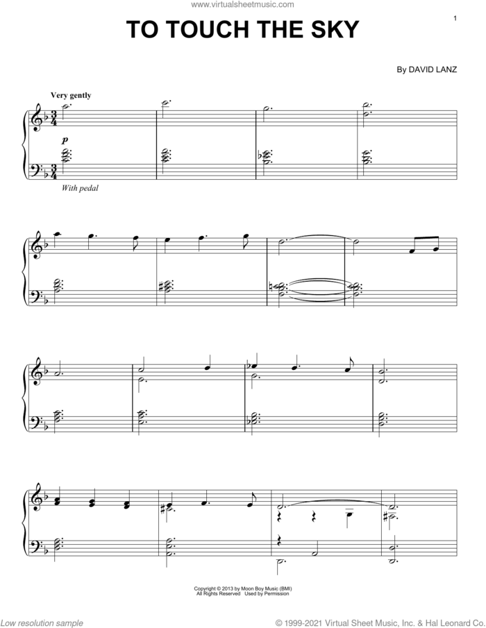 To Touch The Sky sheet music for piano solo by David Lanz, intermediate skill level