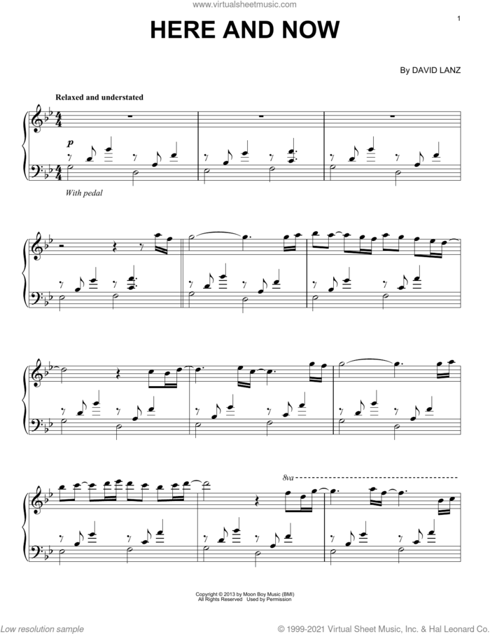 Here And Now sheet music for piano solo by David Lanz, intermediate skill level