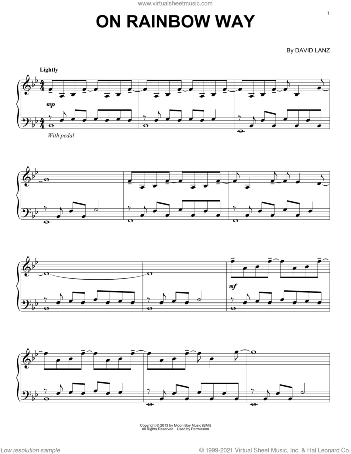 On Rainbow Way sheet music for piano solo by David Lanz, intermediate skill level