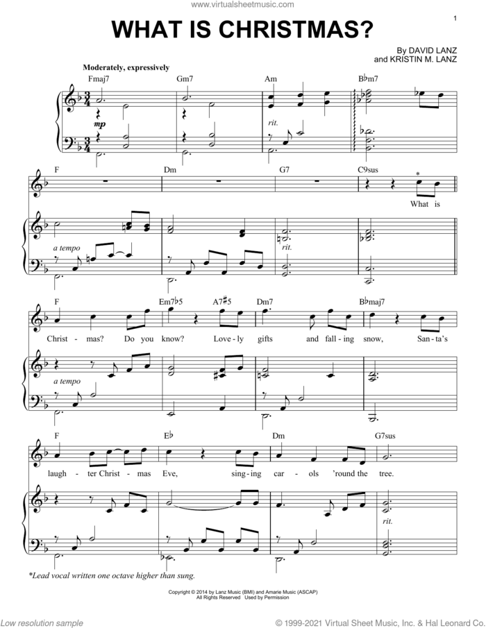 What Is Christmas? sheet music for piano solo by David Lanz & Kristin Amarie, David Lanz and Kristin M. Lanz, intermediate skill level