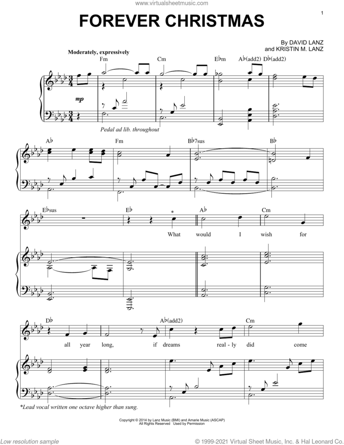 Forever Christmas sheet music for piano solo by David Lanz & Kristin Amarie, David Lanz and Kristin M. Lanz, intermediate skill level