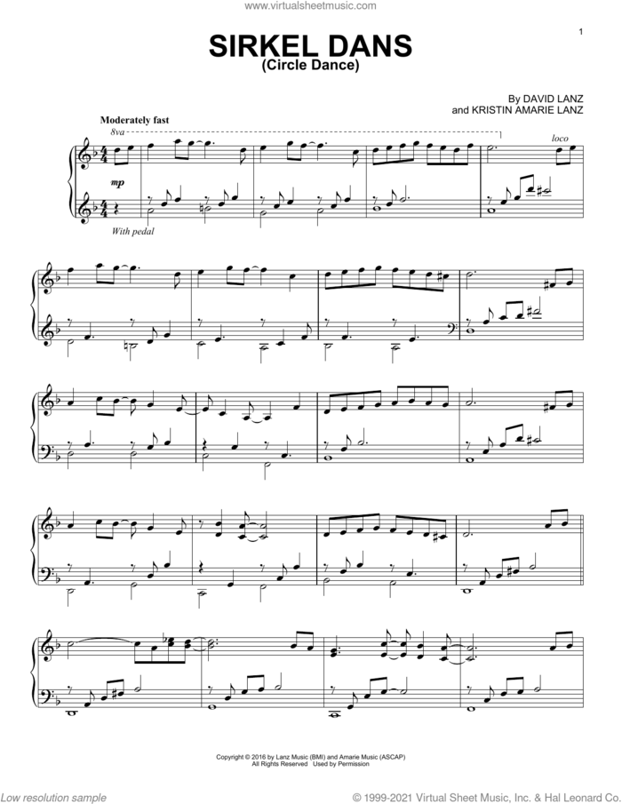 Sirkel Dans (Circle Dance) sheet music for piano solo by David Lanz and Kristin Amarie Lanz, intermediate skill level
