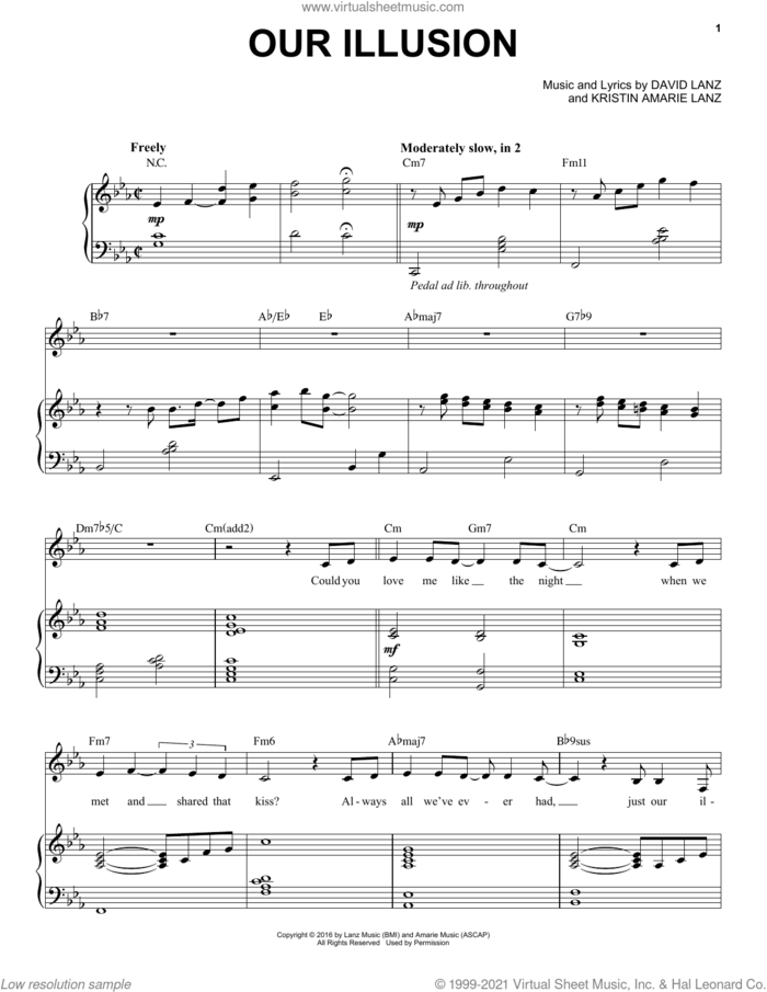 Our Illusion sheet music for piano solo by David Lanz & Kristin Amarie, Kristin Amarie, David Lanz, Kristin Amarie Lanz and Kristin Marie Lanz, intermediate skill level