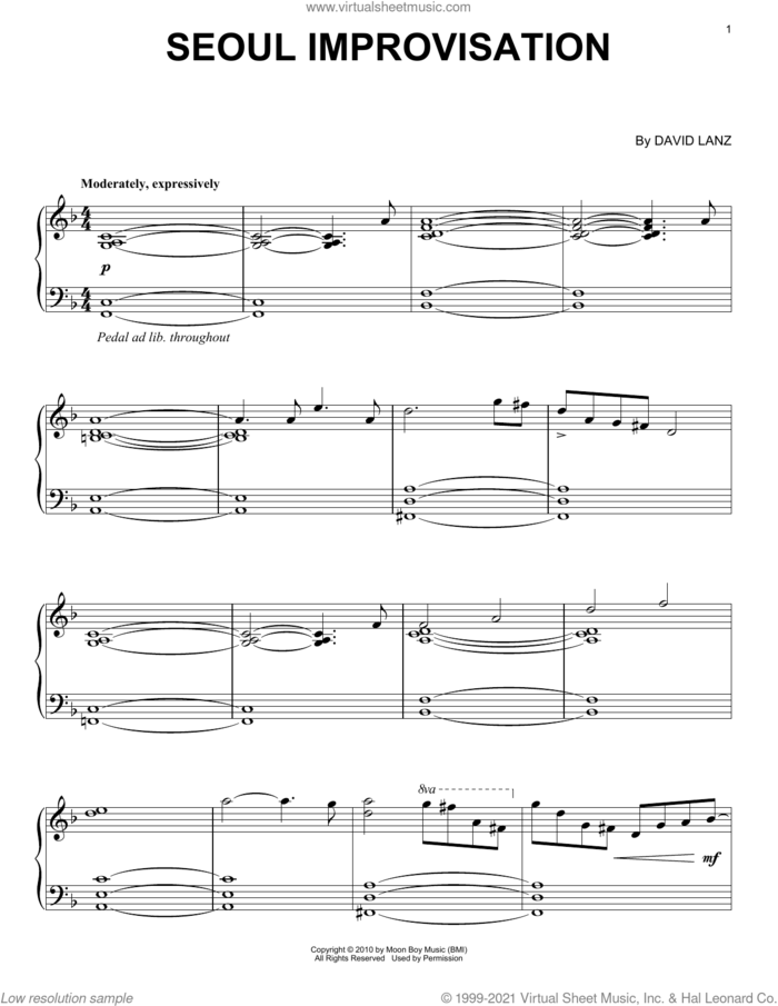 Seoul Improvisation sheet music for piano solo by David Lanz, intermediate skill level