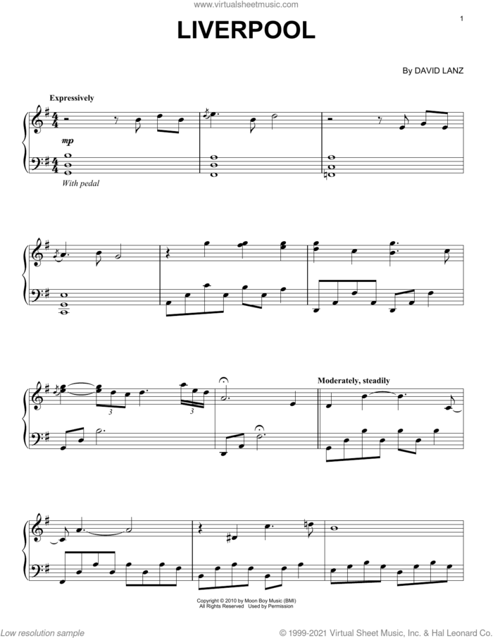 Liverpool (feat. Walter Gray and Gary Lanz) sheet music for piano solo by David Lanz and The Beatles, intermediate skill level