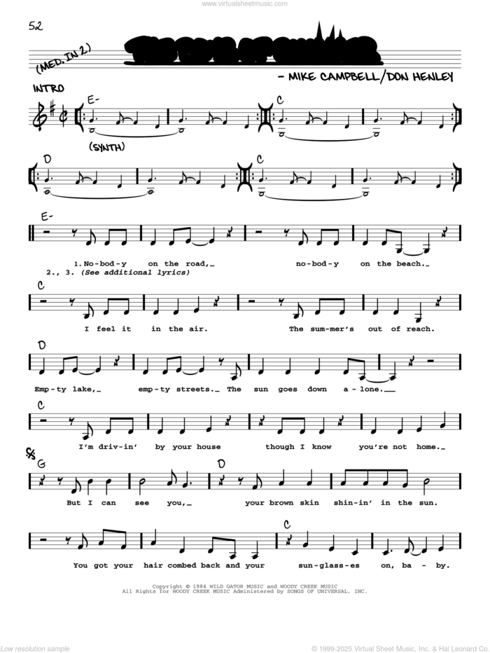 The Boys Of Summer sheet music for voice and other instruments (real book with lyrics) by Don Henley and Mike Campbell, intermediate skill level