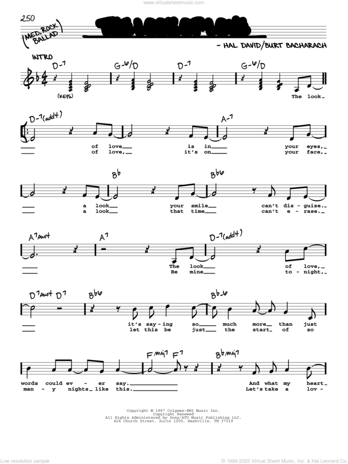 The Look Of Love sheet music for voice and other instruments (real book with lyrics) by Sergio Mendes & Brasil '66, Burt Bacharach and Hal David, intermediate skill level