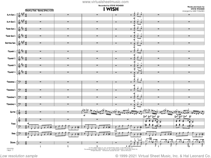 I Wish (arr. Mike Tomaro) (COMPLETE) sheet music for jazz band by Stevie Wonder and Mike Tomaro, intermediate skill level