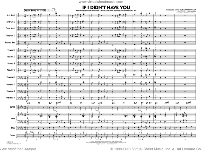 If I Didn't Have You (arr. John Berry) sheet music for jazz band (full score) by Randy Newman and John Berry, intermediate skill level