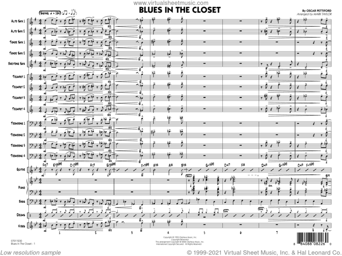 Blues in the Closet (arr. Mark Taylor) (COMPLETE) sheet music for jazz band by Mark Taylor and Oscar Pettiford, intermediate skill level