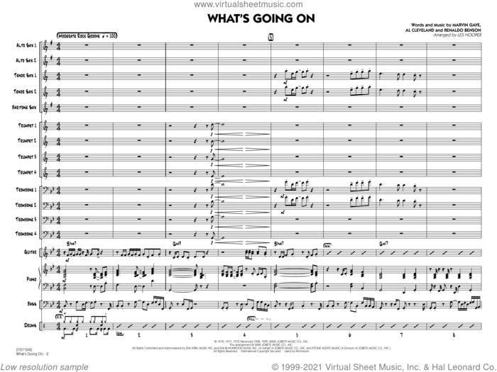 What's Going On (arr. Les Hooper) (COMPLETE) sheet music for jazz band by Marvin Gaye, Al Cleveland, Les Hooper and Renaldo Benson, intermediate skill level