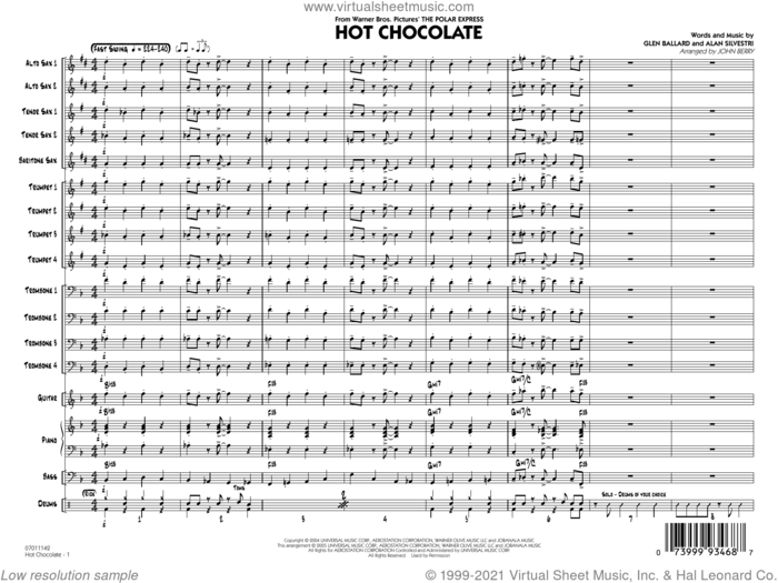 Hot Chocolate (from The Polar Express) (arr. John Berry) (COMPLETE) sheet music for jazz band by Glen Ballard and Alan Silvestri, Alan Silvestri, Glen Ballard and John Berry, intermediate skill level