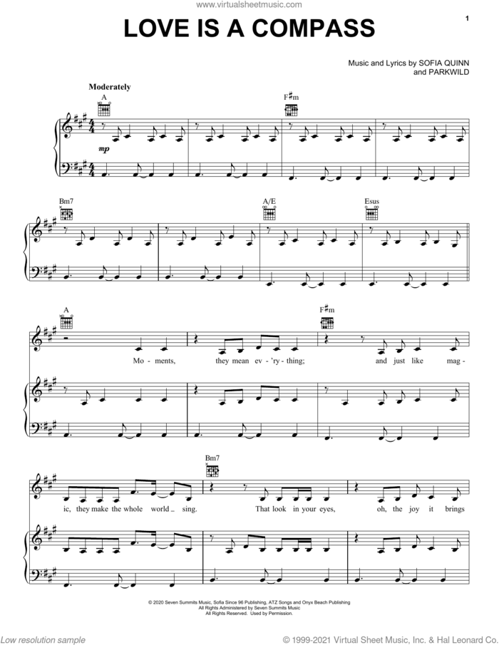 Love Is A Compass (Disney supporting Make-A-Wish) sheet music for voice, piano or guitar by Griff, Parkwild and Sofia Quinn, intermediate skill level