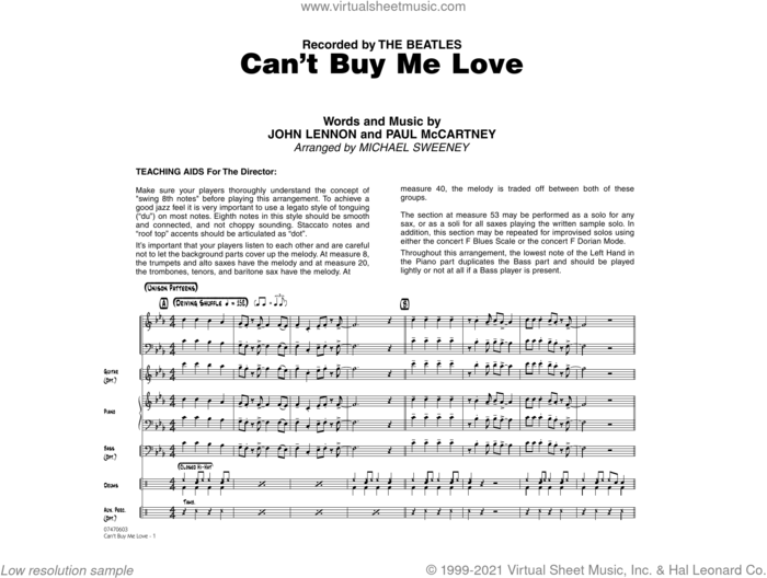 Can't Buy Me Love (arr. Michael Sweeney) (COMPLETE) sheet music for jazz band by The Beatles, John Lennon, Michael Sweeney and Paul McCartney, intermediate skill level
