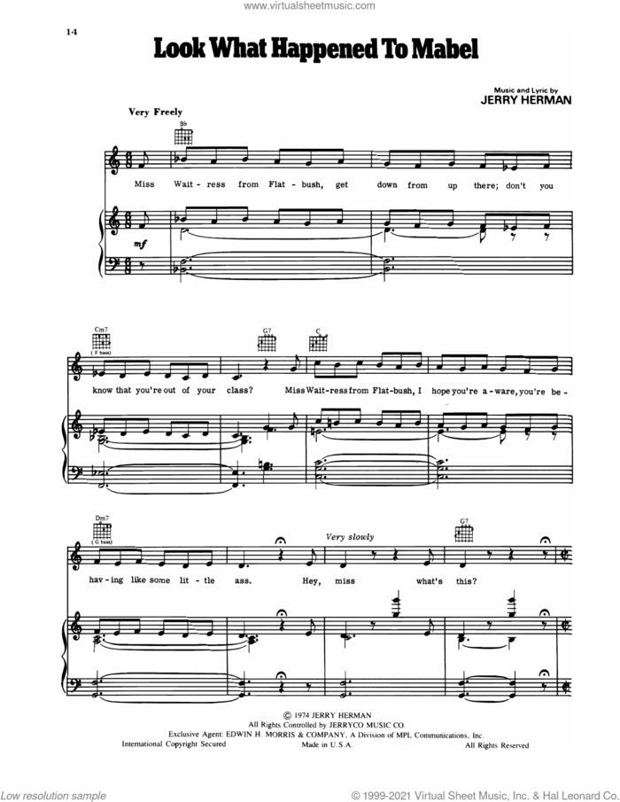 Look What Happened To Mabel (from Mack and Mabel) sheet music for voice, piano or guitar by Jerry Herman, intermediate skill level