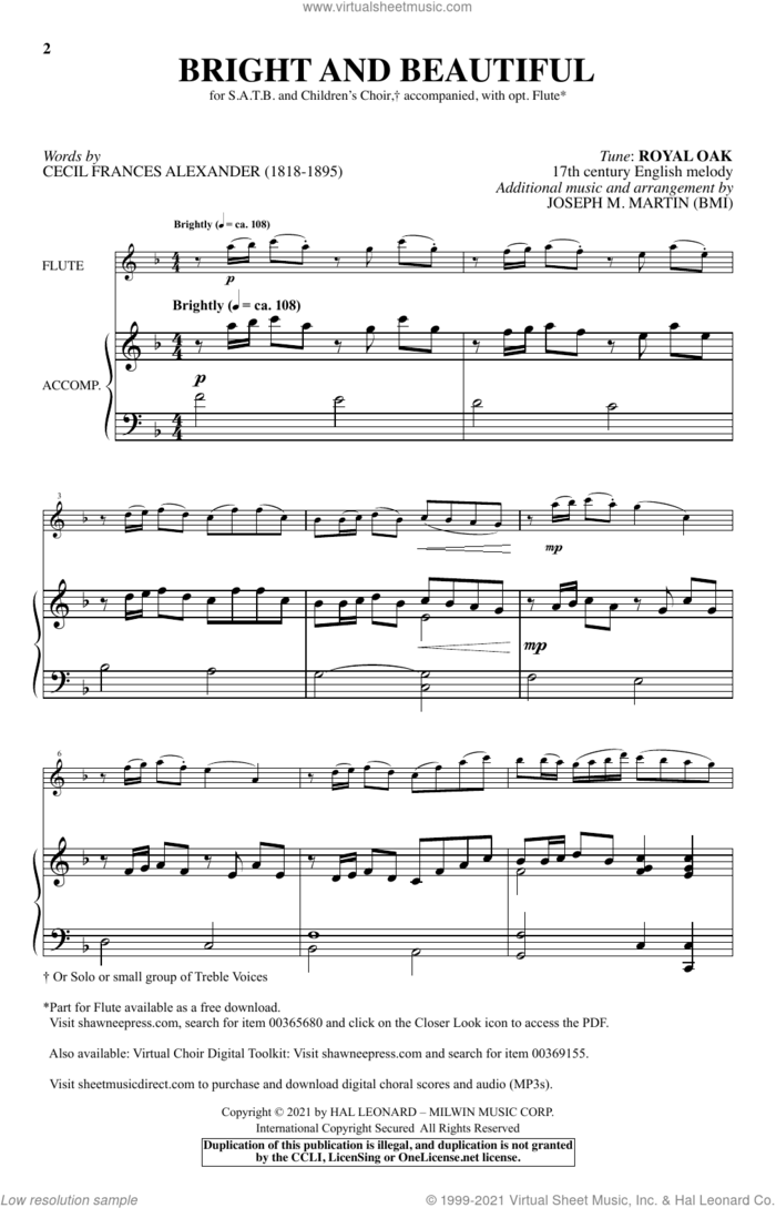 Bright And Beautiful (arr. Joseph M. Martin) sheet music for choir (SATB: soprano, alto, tenor, bass) by Joseph M. Martin, Royal Oak and Cecil Alexander, intermediate skill level