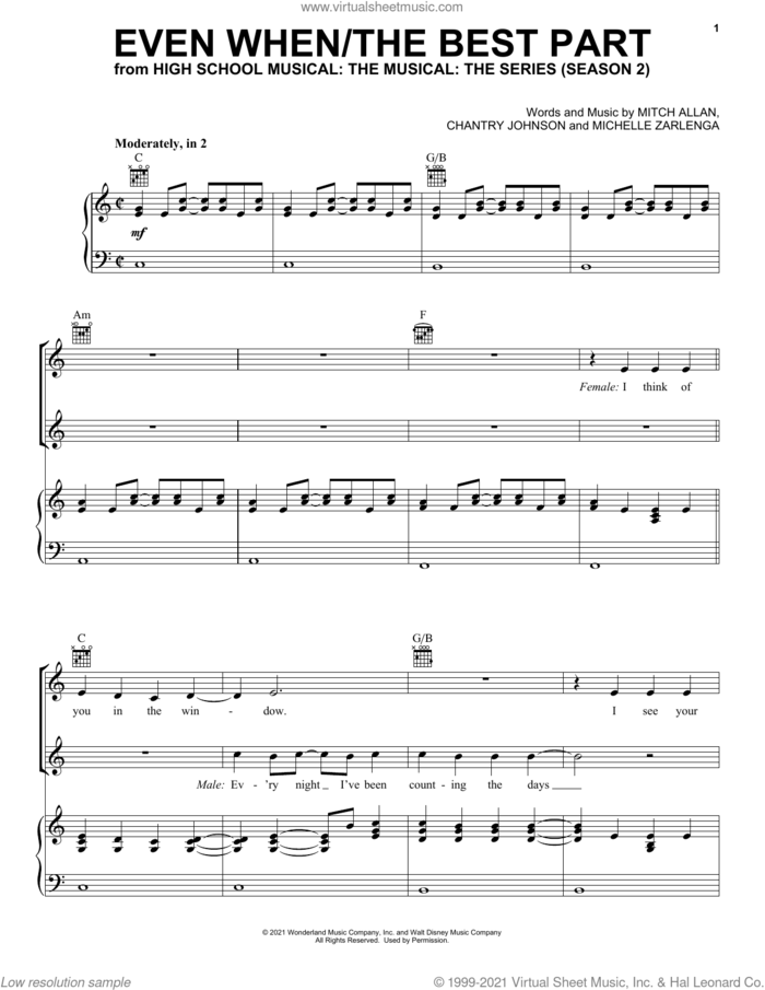 Even When/The Best Part (from High School Musical: The Musical: The Series) sheet music for voice, piano or guitar by Olivia Rodrigo & Joshua Bassett, Chantry Johnson, Michelle Zarlenga and Mitch Allan, intermediate skill level