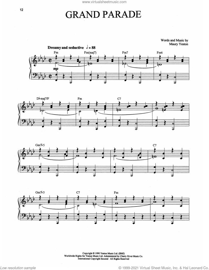 Grand Parade (from Grand Hotel: The Musical) sheet music for voice, piano or guitar by Maury Yeston, intermediate skill level