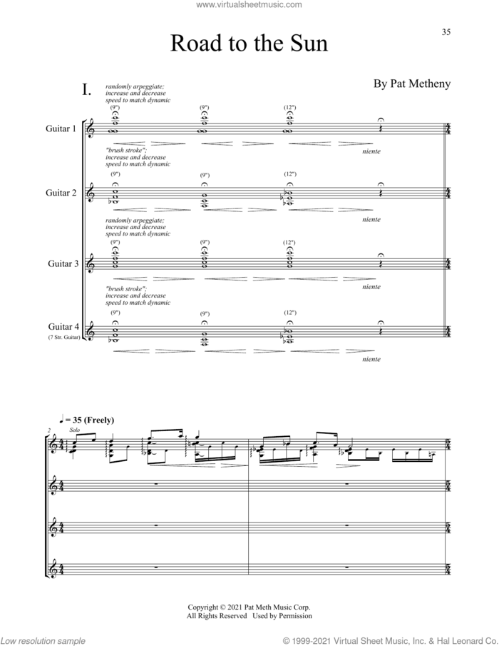 Road To The Sun sheet music for chamber ensemble (Transcribed Score) by Pat Metheny, intermediate skill level