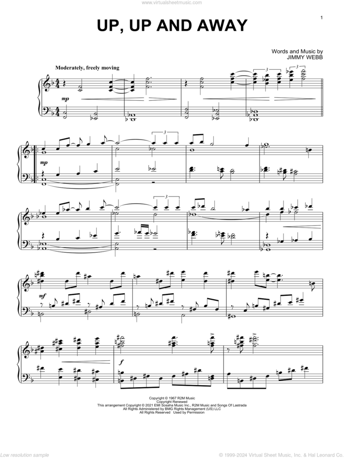 Up, Up And Away [Classical version] sheet music for piano solo by The Fifth Dimension and Jimmy Webb, intermediate skill level