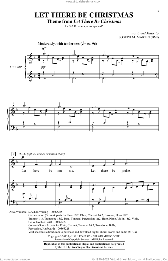 Let There Be Christmas sheet music for choir (SAB: soprano, alto, bass) by Joseph M. Martin, intermediate skill level