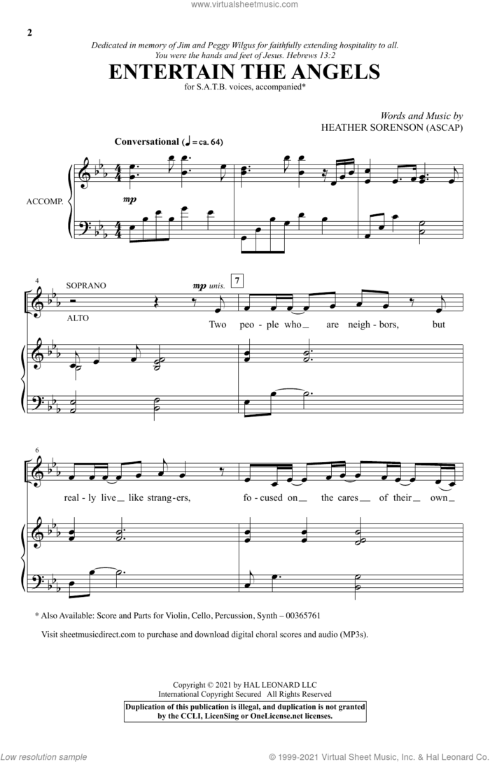 Entertain The Angels sheet music for choir (SATB: soprano, alto, tenor, bass) by Heather Sorenson, intermediate skill level