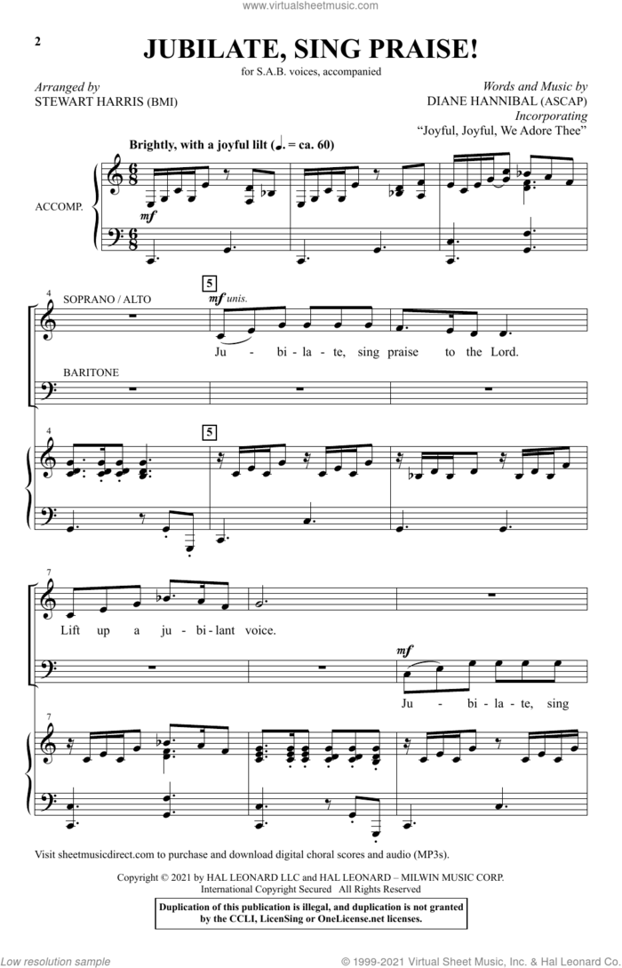 Jubilate, Sing Praise! (arr. Stewart Harris) sheet music for choir (SAB: soprano, alto, bass) by Diane Hannibal and Stewart Harris, intermediate skill level