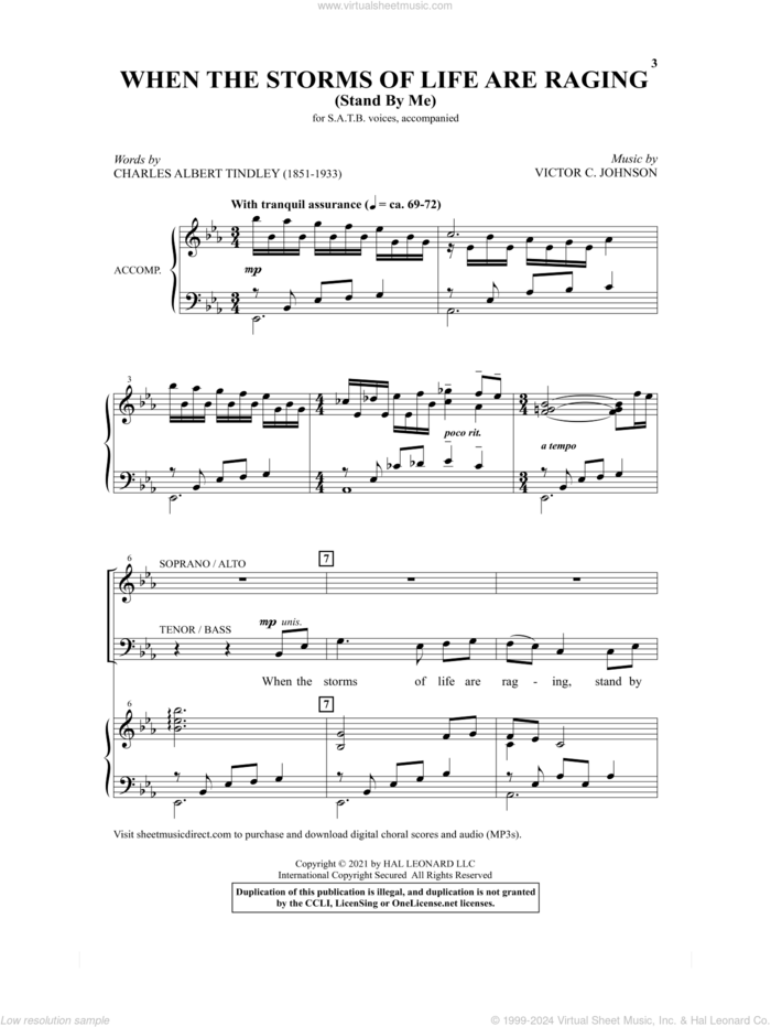 When The Storms Of Life Are Raging (Stand By Me) sheet music for choir (SATB: soprano, alto, tenor, bass) by Victor Johnson and Charles Albert Tindley, intermediate skill level