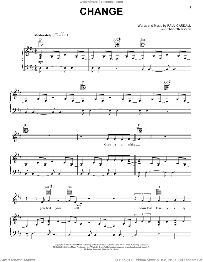 Change sheet music for voice, piano or guitar by Paul Cardall and Trevor Price, Paul Cardall and Trevor Price, intermediate skill level