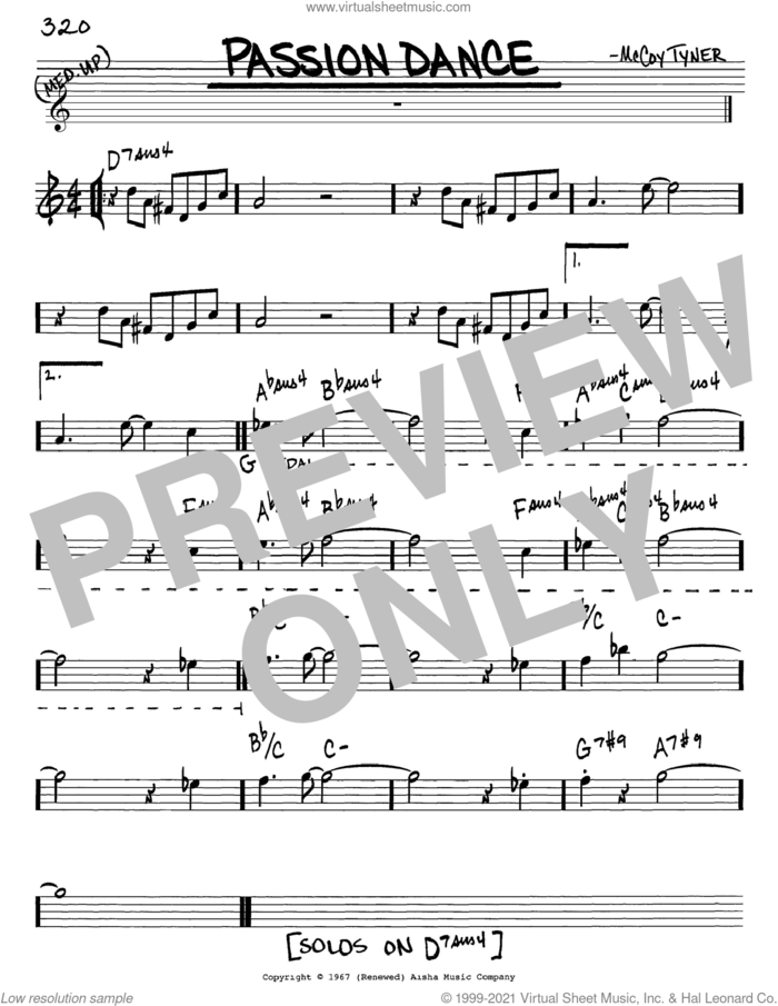 Passion Dance sheet music for voice and other instruments (in Eb) by McCoy Tyner, intermediate skill level