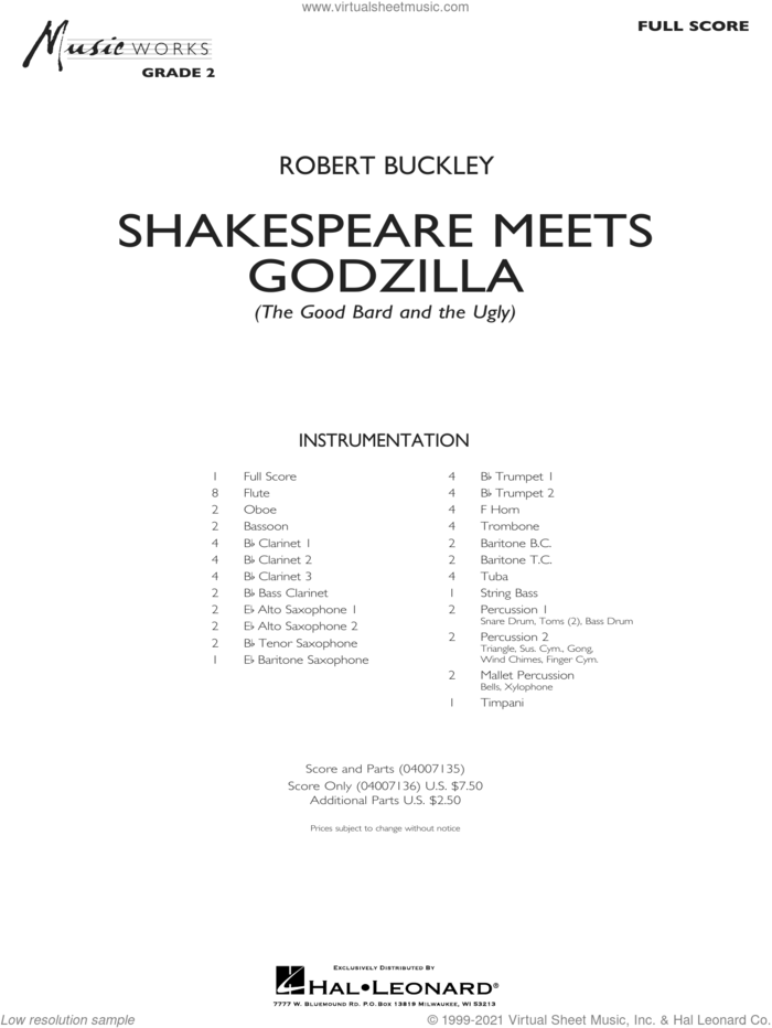 Shakespeare Meets Godzilla (The Good Bard and the Ugly) (COMPLETE) sheet music for concert band by Robert Buckley, intermediate skill level