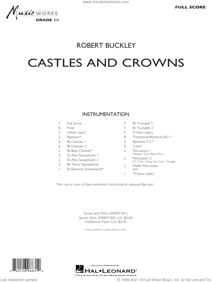 Castles and Crowns (COMPLETE) sheet music for concert band by Robert Buckley, intermediate skill level