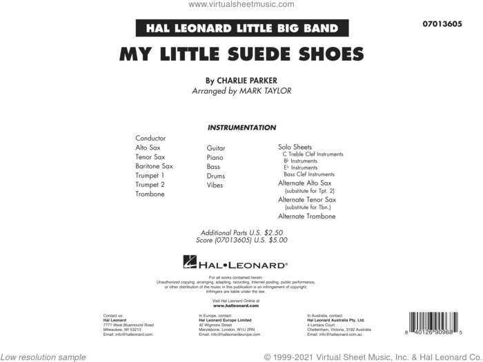 My Little Suede Shoes (arr. Mark Taylor) (COMPLETE) sheet music for jazz band by Charlie Parker and Mark Taylor, intermediate skill level