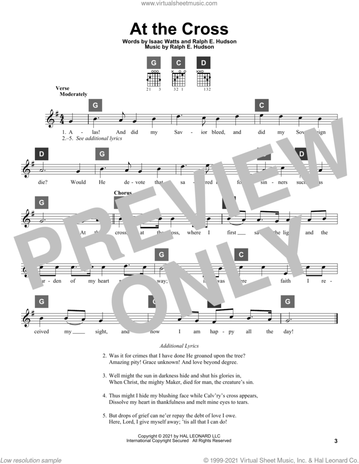 At The Cross sheet music for guitar solo (ChordBuddy system) by Isaac Watts and Ralph Hudson, intermediate guitar (ChordBuddy system)