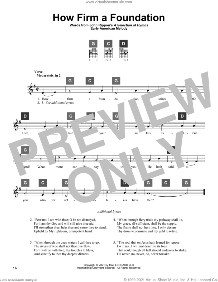 How Firm a Foundation sheet music for guitar solo (ChordBuddy system) by John Rippon and Miscellaneous, intermediate guitar (ChordBuddy system)